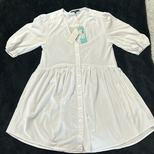 Shore, Charleston Babydoll Dress. White